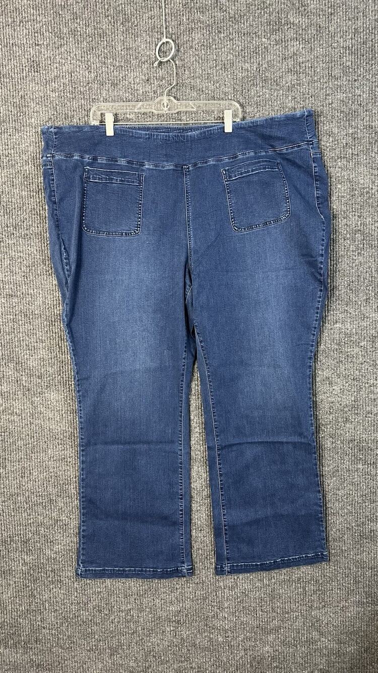 Belle Kim Gravel Jeans Womens Plus 32W Blue Medium Wash Boot Cut Pull On Hi Rise